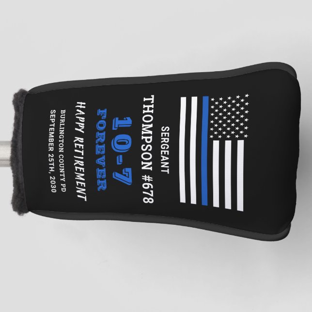Polizeibeamter Vorzeigegeschenk dünne blaue Linie Golf Headcover (Vorderseite)