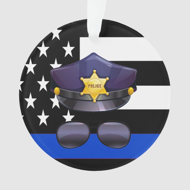 Polizeibeamtin Thin Blue Line Ornament (Vorderseite)