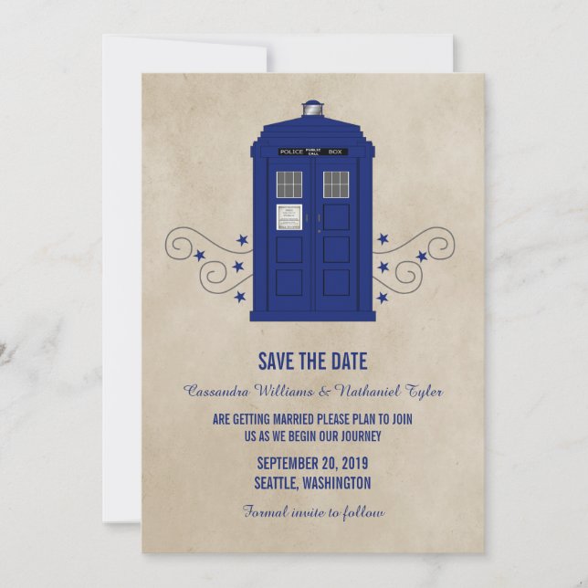 Polizeibox Save-the-Date-Einladung v6 Save The Date (Vorderseite)