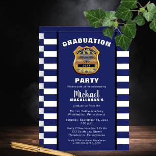 Polizeichef Abzeichen Blue White Graduation Party Einladung