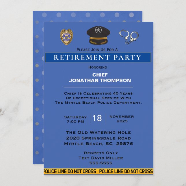 Polizeichef für Blau und Gold Einladung (Vorne/Hinten)