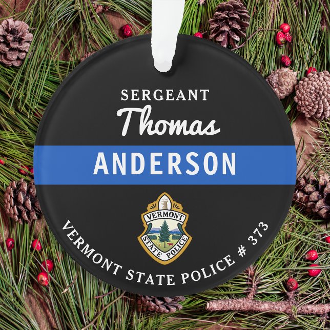 Polizeichef für personalisierte Thin Blue Line Ornament (Von Creator hochgeladen)
