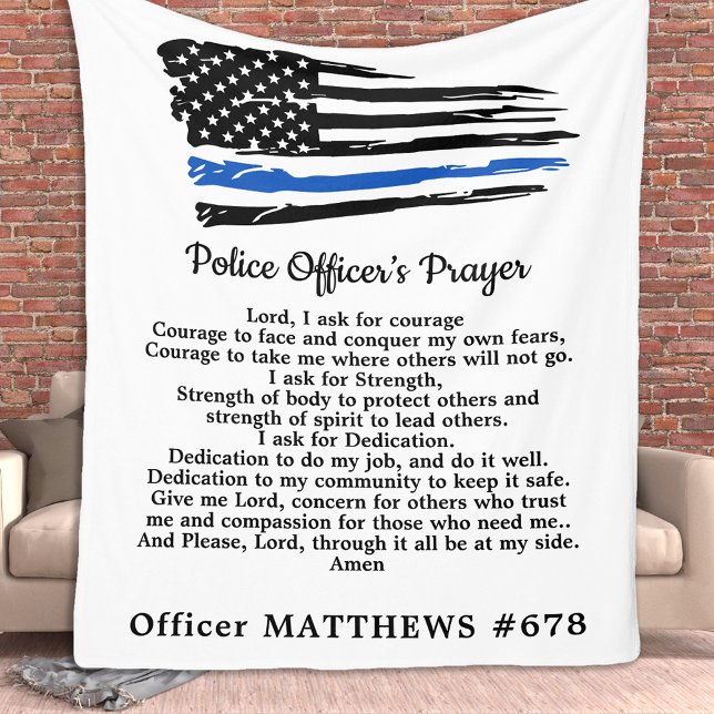 Polizeichef Gebet Thin Blue Line Amerikanische Fla Fleecedecke (Von Creator hochgeladen)