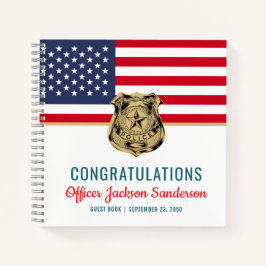 Polizeichef Militärruhestandsflagge Notizbuch
