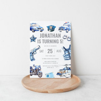 Polizeichef Themed Boys 5. Geburtstagspartei Einladung