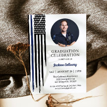 Polizeifahne, Abschluss, Wasserfarben, blaue Linie