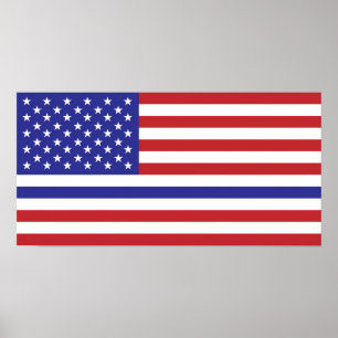 Polizeifahne blaue Linie vereinte Staaten Amerikan Poster