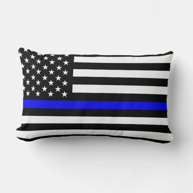 Polizeifahne blauer Linie Flagge usa vereinte Staa Lendenkissen (Vorderseite)