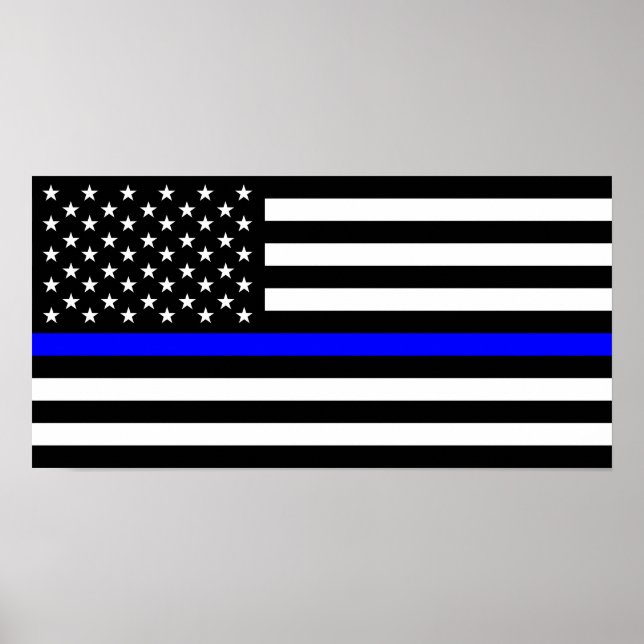 Polizeifahne blauer Linie Flagge usa vereinte Staa Poster (Vorne)