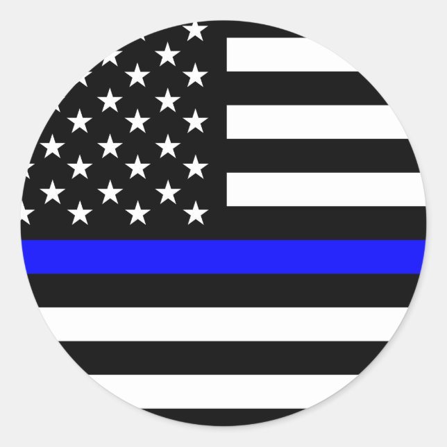 Polizeifahne blauer Linie Flagge usa vereinte Staa Runder Aufkleber (Vorderseite)