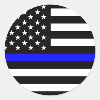 Polizeifahne blauer Linie Flagge usa vereinte Staa Runder Aufkleber
