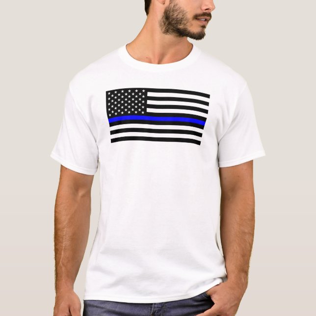 Polizeifahne blauer Linie Flagge usa vereinte Staa T-Shirt (Vorderseite)