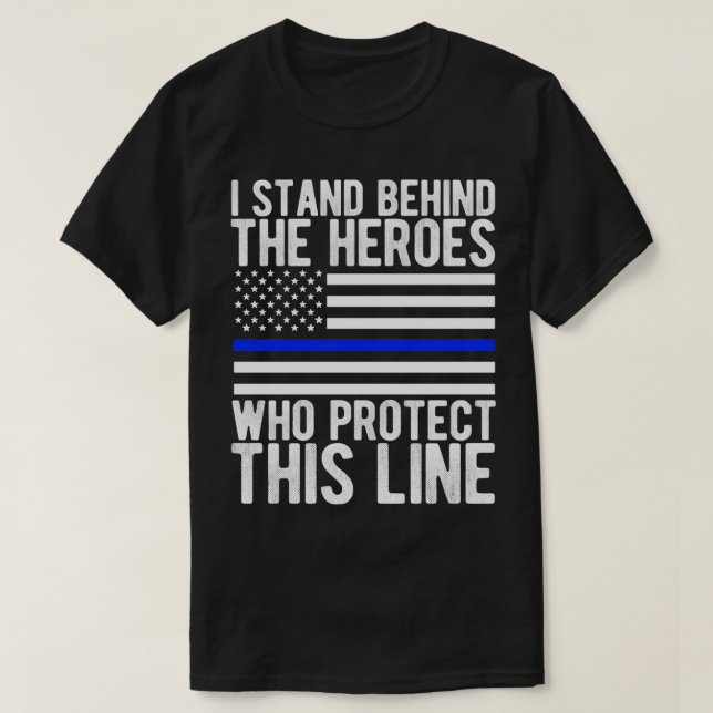 Polizeifahne für die Thin Blue Line T-Shirt (Design vorne)