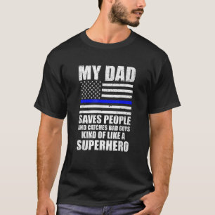Polizeifahne Superheran Thin Blue Line-Vater T-Shirt