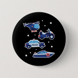 Polizeifahrzeuge für den niedlichen Cartoon Button