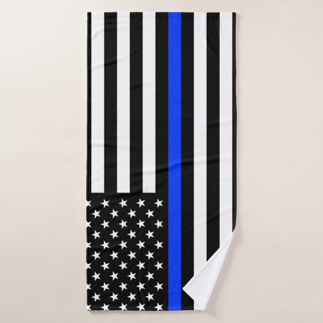 Polizeiflagge der Thin Blue Line Badehandtuch (Badehandtuch)