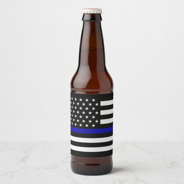 Polizeiflagge der Thin Blue Line Bierflaschenetikett (Vorderseite)