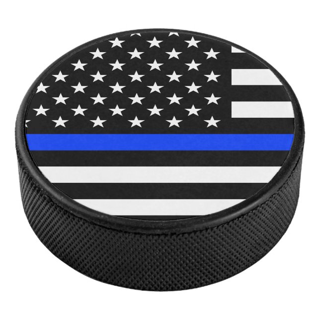Polizeiflagge der Thin Blue Line Eishockey Puck (3/4)