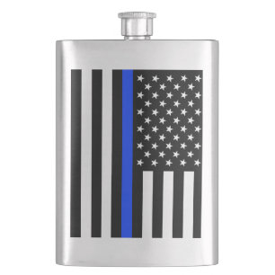 Polizeiflagge der Thin Blue Line Flachmann