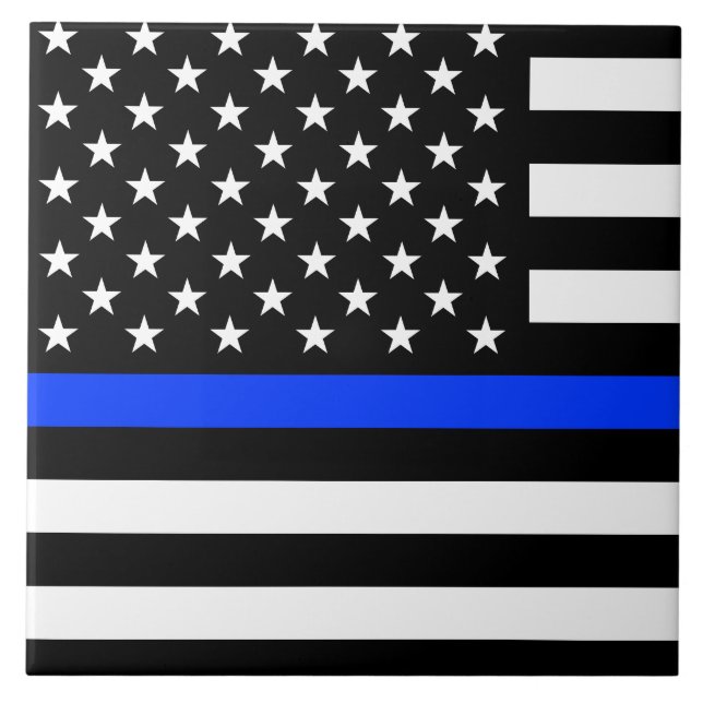 Polizeiflagge der Thin Blue Line Fliese (Vorderseite)