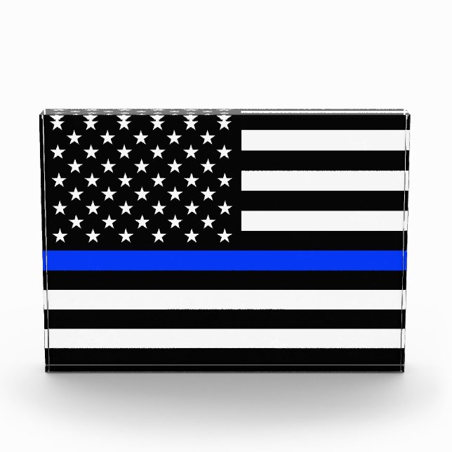 Polizeiflagge der Thin Blue Line Fotoblock (Vorderseite)