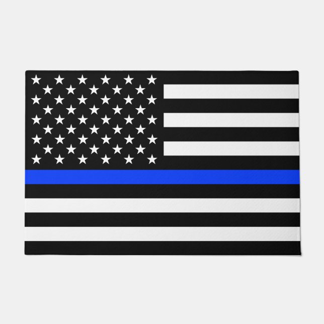 Polizeiflagge der Thin Blue Line Fußmatte (Vorderseite)
