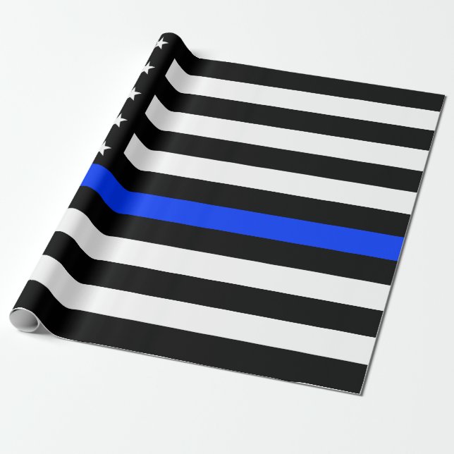 Polizeiflagge der Thin Blue Line Geschenkpapier (Ungerollt)