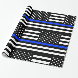 Polizeiflagge der Thin Blue Line Geschenkpapier