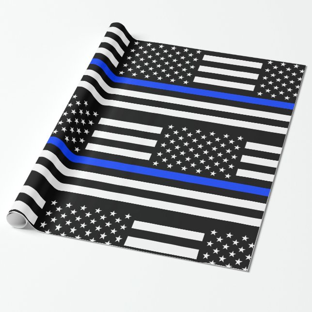 Polizeiflagge der Thin Blue Line Geschenkpapier (Ungerollt)