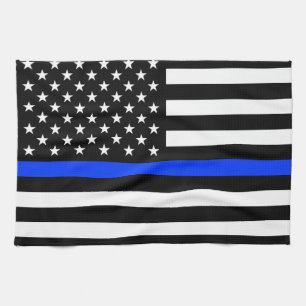 Polizeiflagge der Thin Blue Line Geschirrtuch