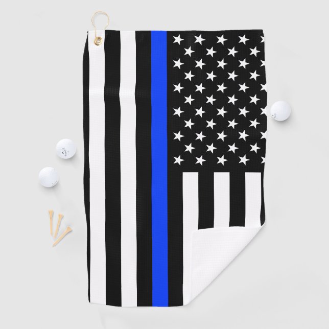 Polizeiflagge der Thin Blue Line Golfhandtuch (Insitu)