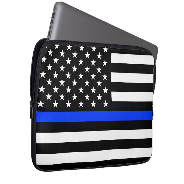 Polizeiflagge der Thin Blue Line Laptopschutzhülle (Vorne Rechts)