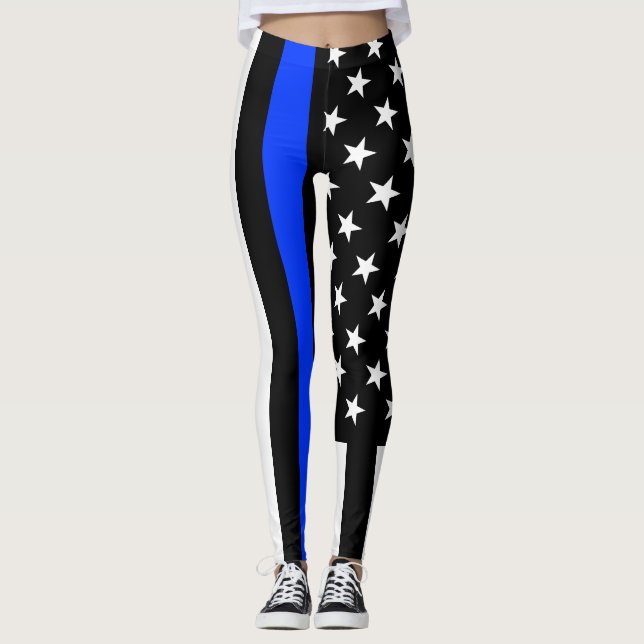 Polizeiflagge der Thin Blue Line Leggings (Vorderseite)