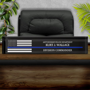 Polizeiflagge der Thin Blue Line Namensplakette