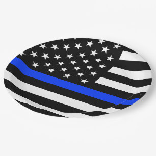 Polizeiflagge der Thin Blue Line Pappteller