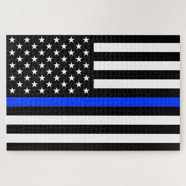 Polizeiflagge der Thin Blue Line Puzzle (Horizontal)