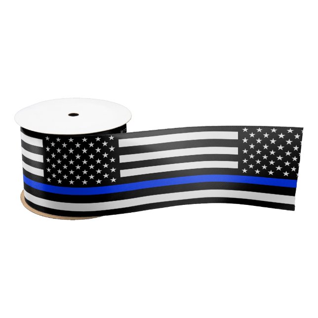 Polizeiflagge der Thin Blue Line Satinband (Spule)