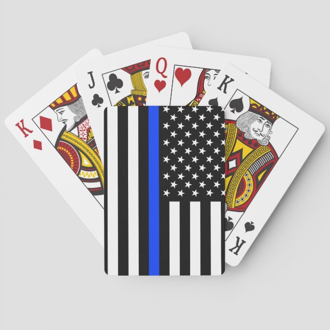 Polizeiflagge der Thin Blue Line Spielkarten (Rückseite)