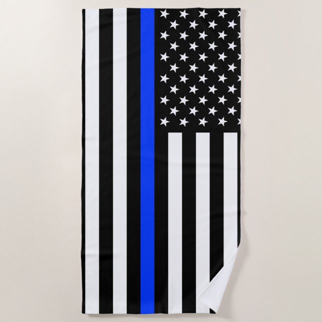 Polizeiflagge der Thin Blue Line Strandtuch (Vorderseite)