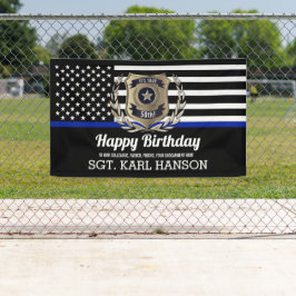 Polizeiflagge Thin Blue Line Happy Birthday Banner