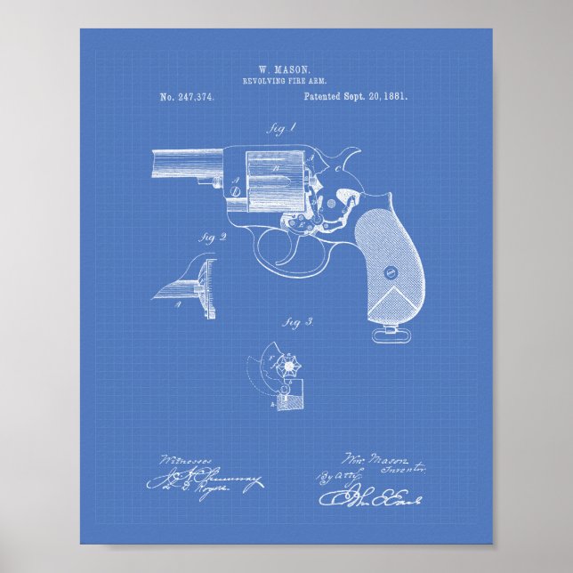 Polizeigun 1881 Patentart - Blueprint Poster (Vorne)
