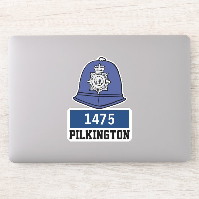 Polizeihelm von Male UK mit Name und Nummer Aufkleber (Computer)