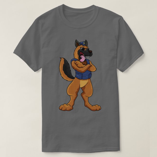 Polizeihund als Polizeibeamter mit Schutzweste T-Shirt (Design vorne)