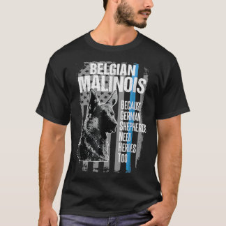 Polizeihund Malinois Funny K9 Blaue Linie Flagge T-Shirt