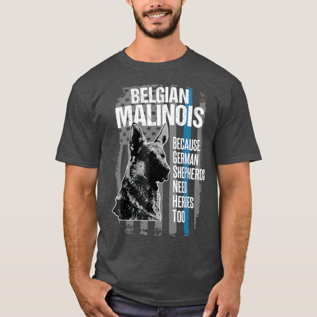 Polizeihund Malinois Tshirt Funny K9 Thin Blue (Vorderseite)