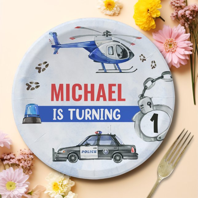 Polizeijunge 1. Geburtstag Party Pappteller (Von Creator hochgeladen)