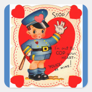 Polizeijunge Valentin der 1930er Jahre Quadratischer Aufkleber