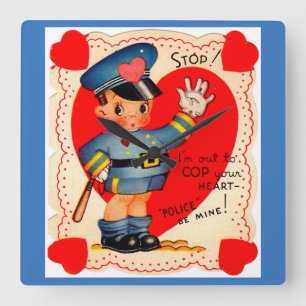 Polizeijunge Valentine der 30er Jahre Quadratische Wanduhr