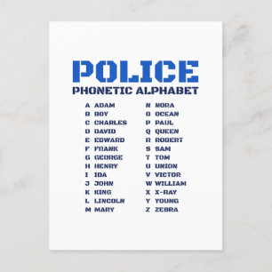 Polizeikommunikationstool - A bis Z Alphabet Postkarte