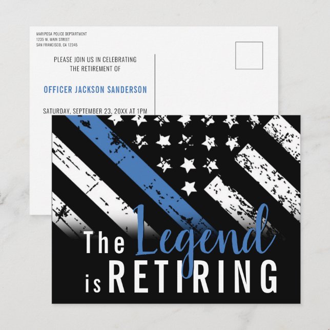 Polizeiliche Altersversorgung - Blaue Linie - Durc Einladungspostkarte (Vorne/Hinten)